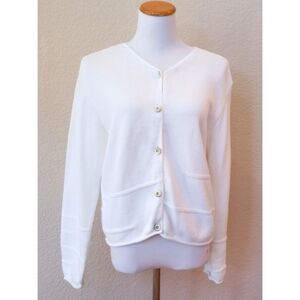 J. Jill white knit 100% cotton cardigan sweater